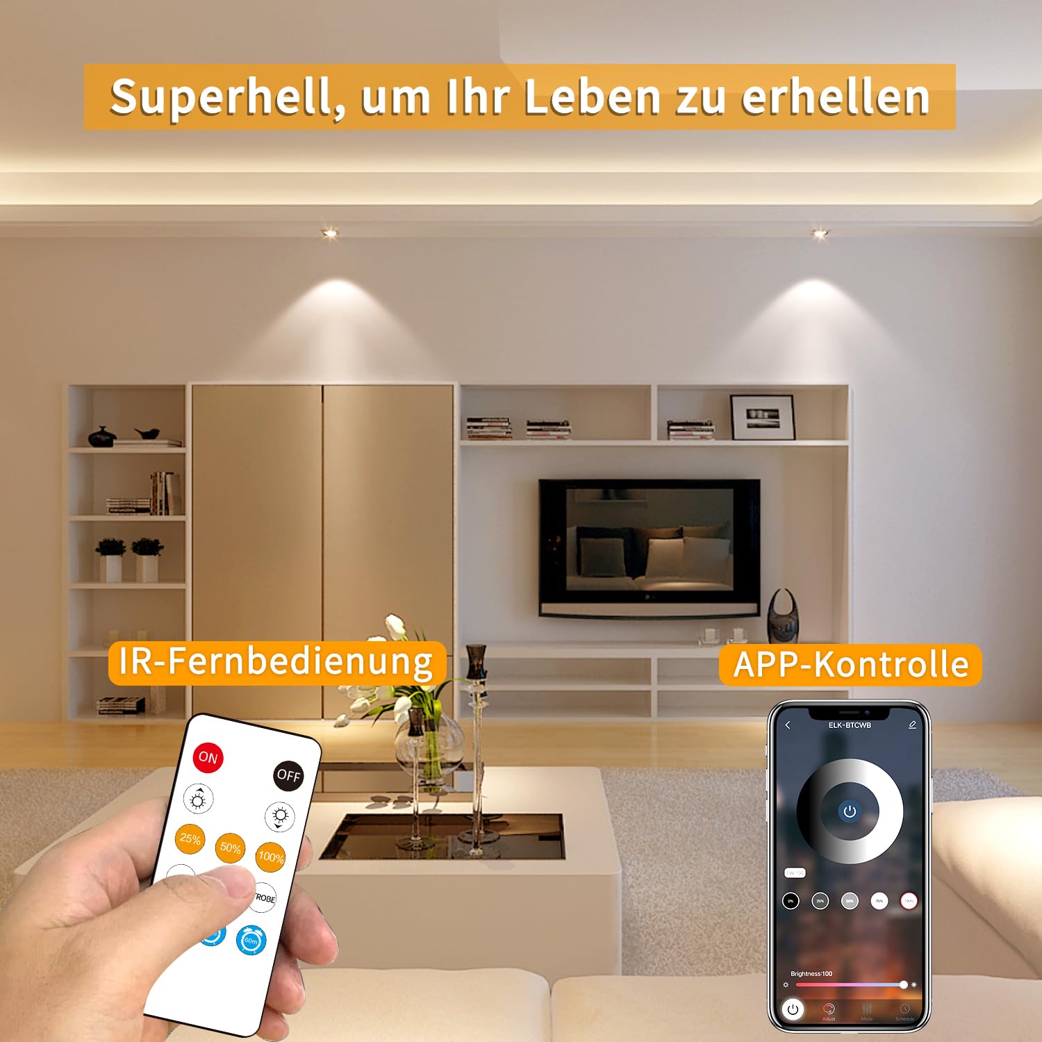 Cob striscia LED 15 m, controllo app, con telecomando, striscia LED flessibile dimmerabile, DC24 V, 3000 K, luce bianca calda, utilizzabile per camera da letto, stanza, decorazione fai da te