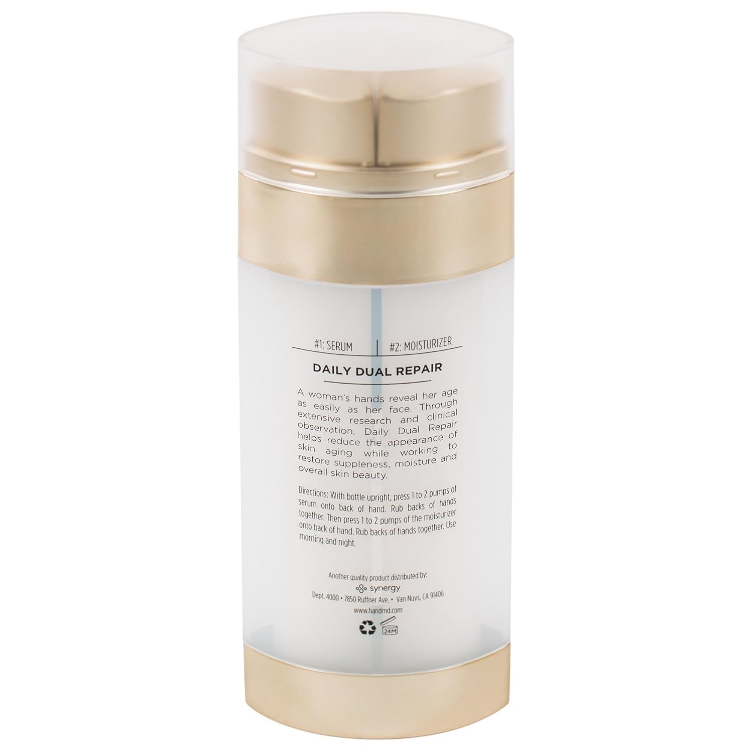 Hand MD Daily Dual 2-in-1 Anti Aging Serum & Moisturizer Hand Care - For Dry Working Hands w/Hyaluronic Acid (Natural Moisturizer), Retinol, Antioxidants, and Vitamin C (2 OZ) : Everything Else