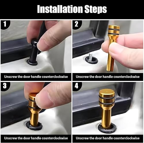 Miniatura 6 de Yumfugu Paquete de 4 pomos para cerradura de puerta de automóvil, 1.93 x 0.47 pulgadas, pines personalizados para cerradura de puerta interior,