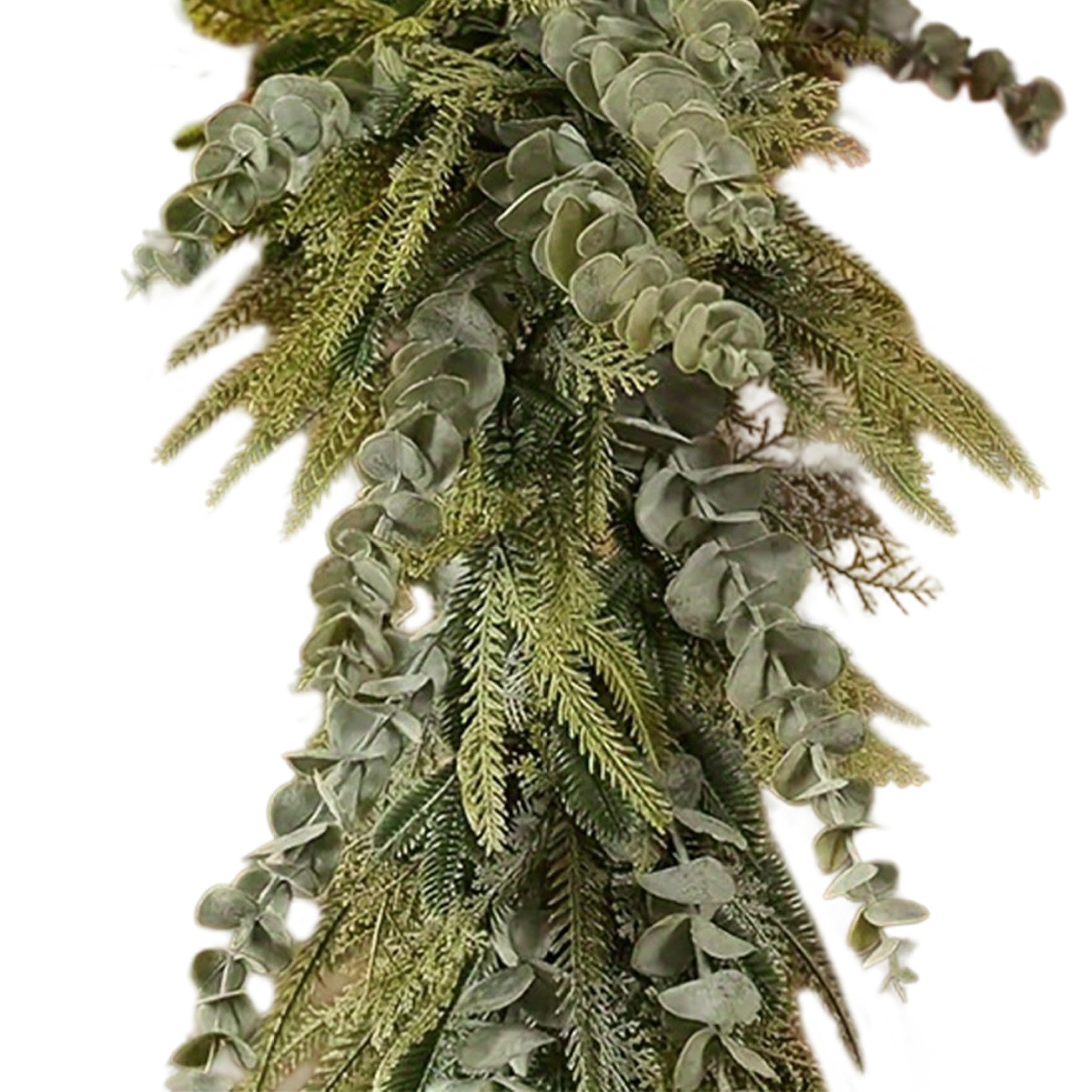 CAKEEYUM Norfolk Pine Garland 6ft Real Touch Christmas Garland with Eucalyptus Leaves for Mantle, Fireplace, Table, Stairs, Window Norfolk Pine, Christmas