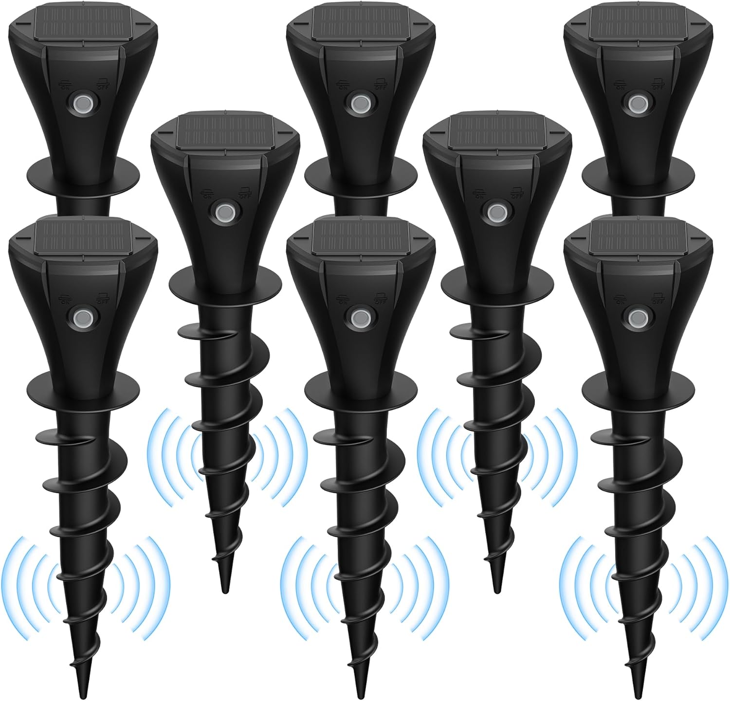 8 Pack Mole Repellent Solar Powered, Snake Vole Repellent Outdoor, IP65 Waterproof Snake Deterrent Gopher, Waterproof Sonic Mole Spikes for Lawn and Garden, Get Rid of Moles, Groundhogs, and Rodents