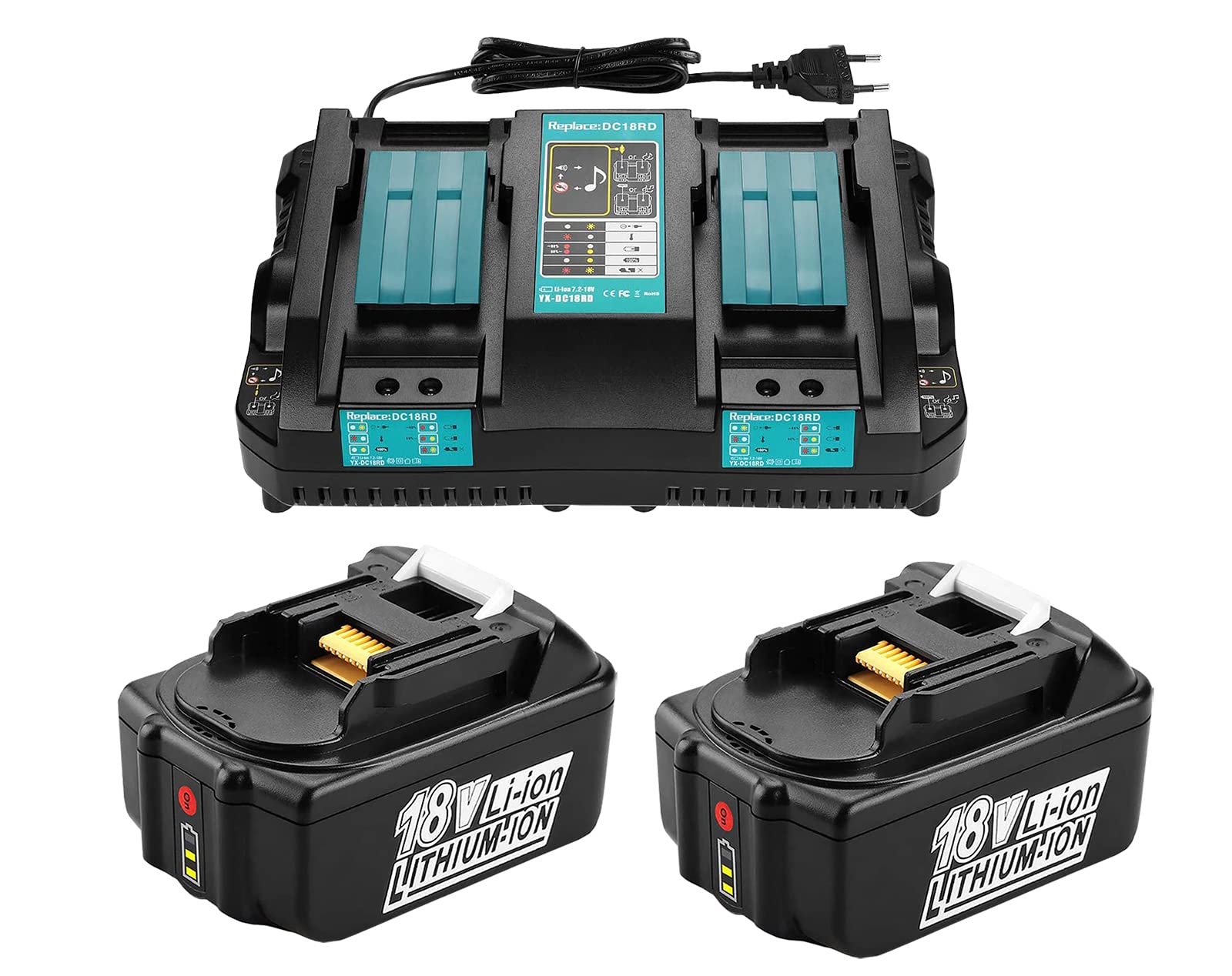 Kit Batteria Makita BL1850B 18V 5Ah LXT - Con Caricabatterie Rapido Per Utensili