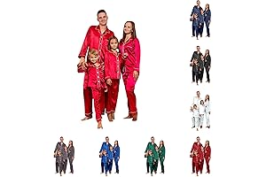 Christms Pajamas Family Silk Satin 2024 Button Down Loungewear