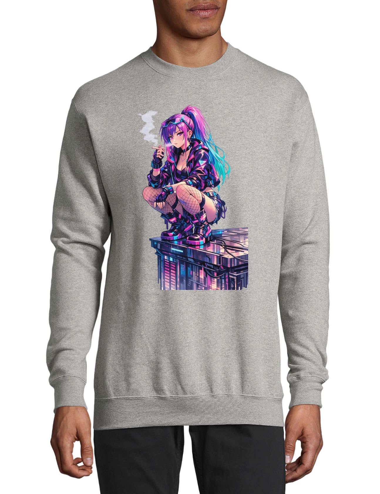Neon Night Urban Girl Vibes bawełniany sweter bluza sweter szary