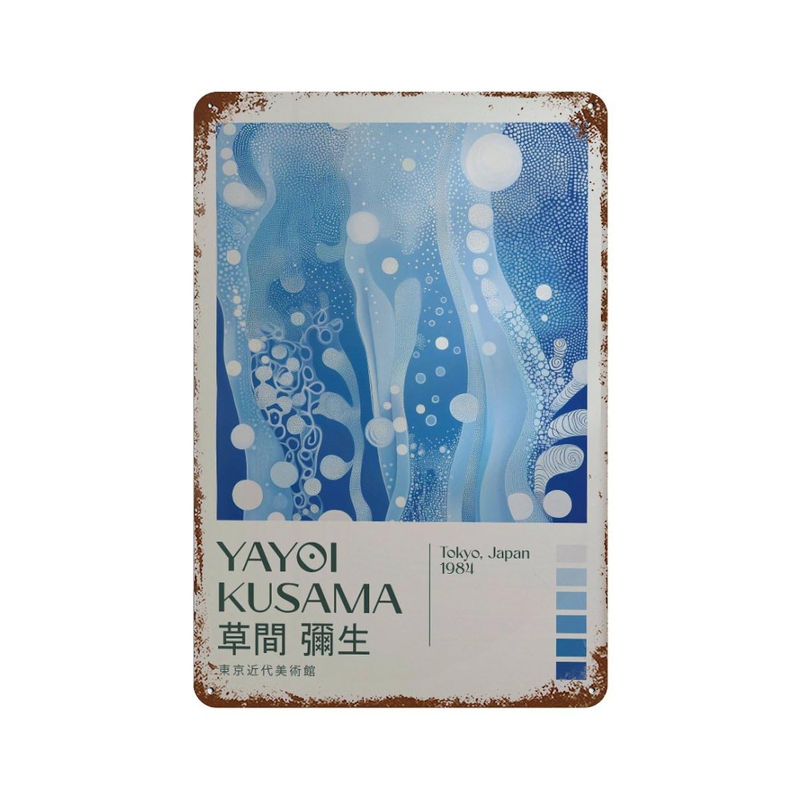 xiaoxiaoshen Yayoi Kusama Modern Japandi Exhibition Maximalist Livingroom Wall Decor Art Metal Tin Poster Modern Home Decor Art Home Bar Shop Decorations Vintage Sign 30x20cm