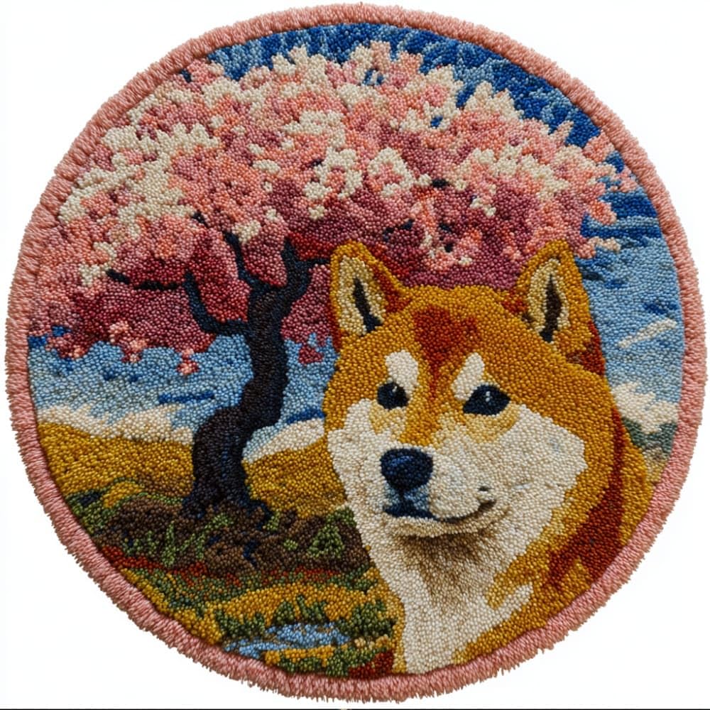 Kitquiver Latch Hook Craft Kit Rug Animal Dog 50X50Cm