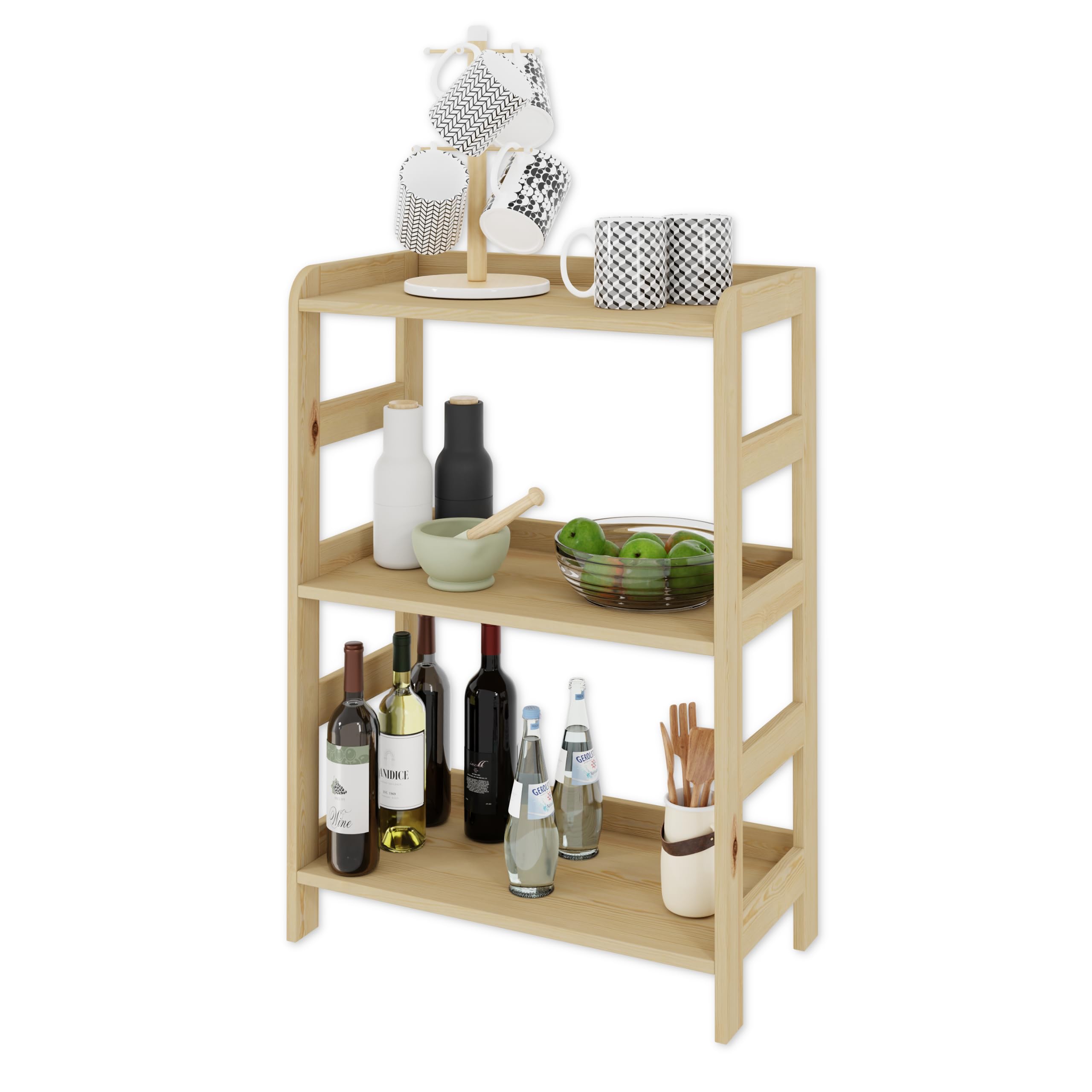 Lenmar Serie R, Natur, Braun, Holzregal, Kiefer, Holz, Hellbeige, 3-5 Böden, 89-166 cm Bücherregal, Holzregal, Standregal, Wandregal (R-01, 89x63x33 cm, 3 Böden, Natur)