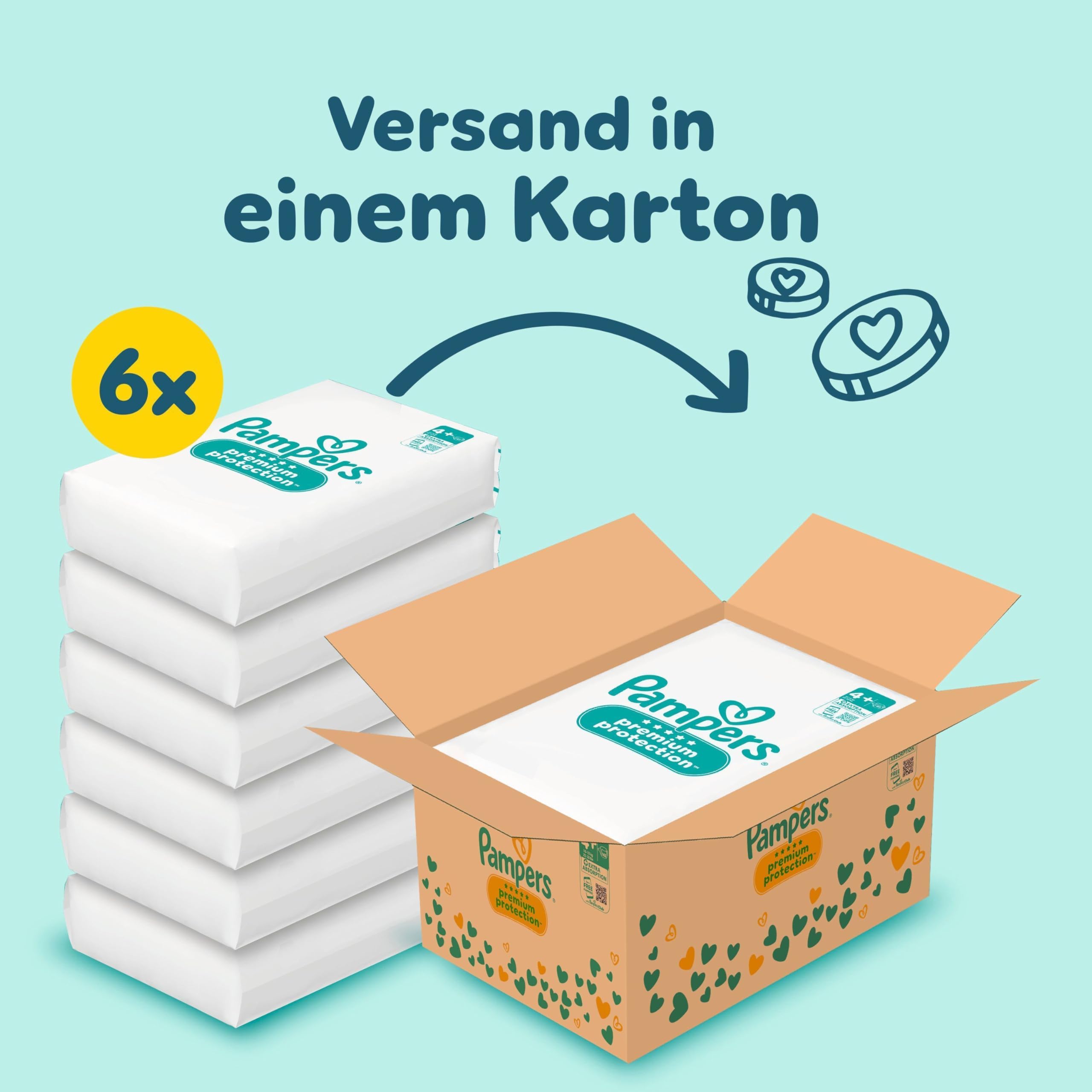 Pampers Premium Protection Größe 4+, 162 Windeln, 10kg-15kg, unser Nr. 1 Haut- und Auslaufschutz