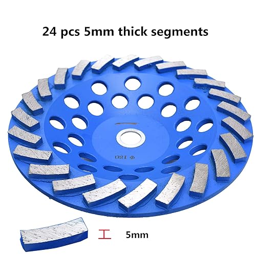Miniatura 23 de 5 pulgadas x 7/8-5/8 pulgadas. 14 segmentos de diamante Turbo rueda de molienda de la taza, 5 pulgadas diamante muela abrasiva para hormigón