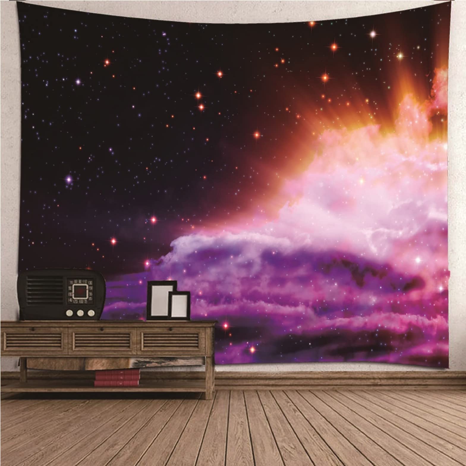 Ethereval Wall Covering Carpet Tapestry Hanging Hooks Starry Sky Clouds Sunlight For Men Funny Tapestries With Landscapes Purple Black Wall Hangings Fabric Decorations 260x240cm