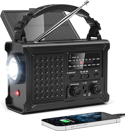 NOAA Radio meteorológica de emergencia, 12000 mAh44400 mWh, radio portátil AMFM con solarmanivela de manobatería recargable USBalarma SOS para disponible en Yaxa Colombia