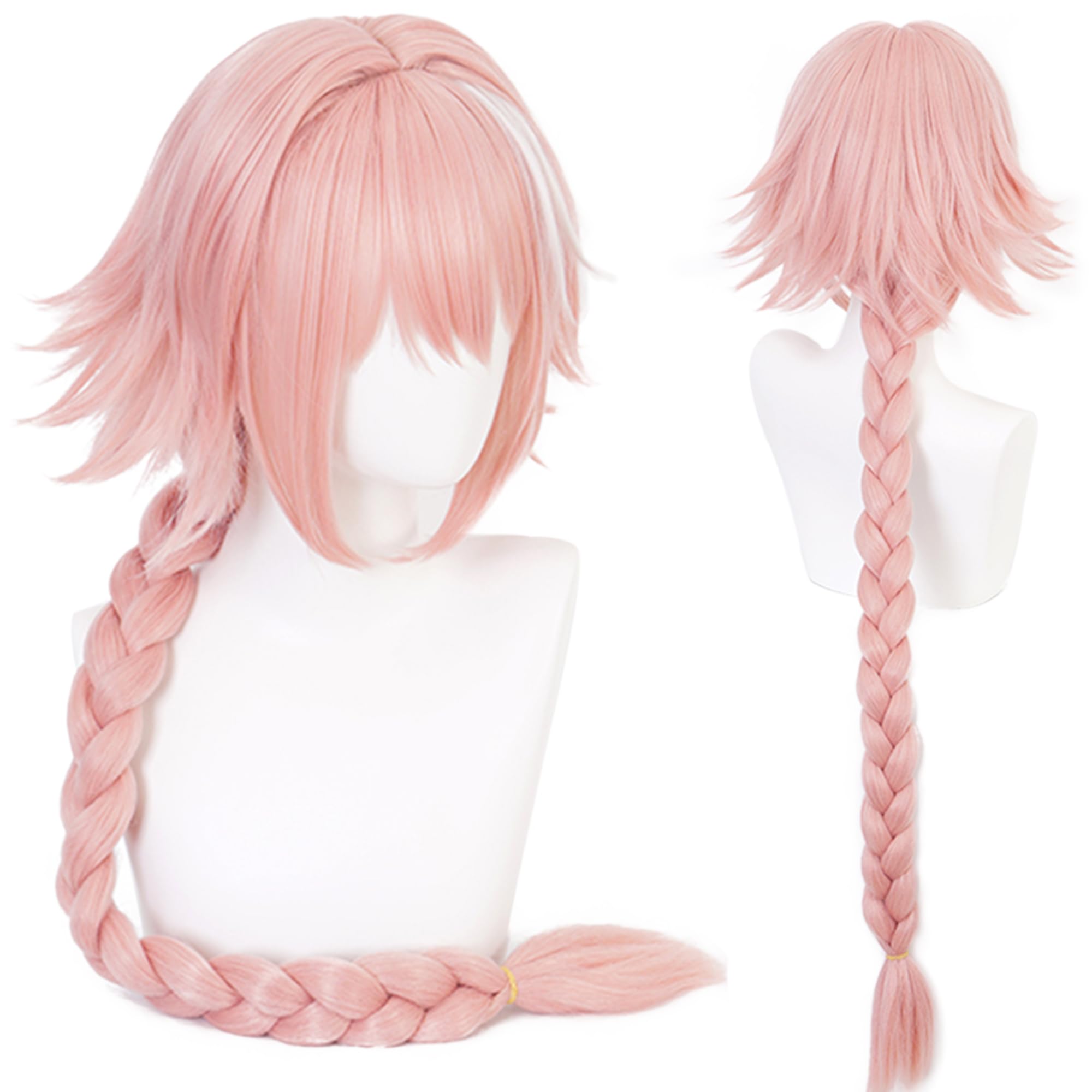 Pink Long Braids Anime Wig with Heat Resistant Synthetic Costume Hairs for Women Halloween Cos Anime Party Replacement Wigs