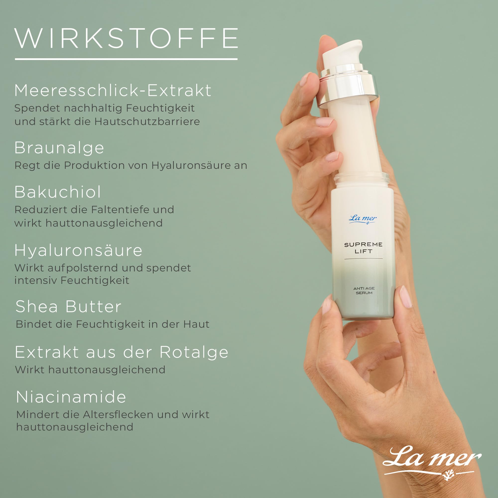 La mer Supreme Lift Anti-Age Serum, mit Bakuchiol, mit Hyaluronsäure, 30 ml | Festigt die Konturen und glättet tiefe Falten; Dermatologisch getestet; Verbesserte Rezeptur und neuer Look; Made in Germany