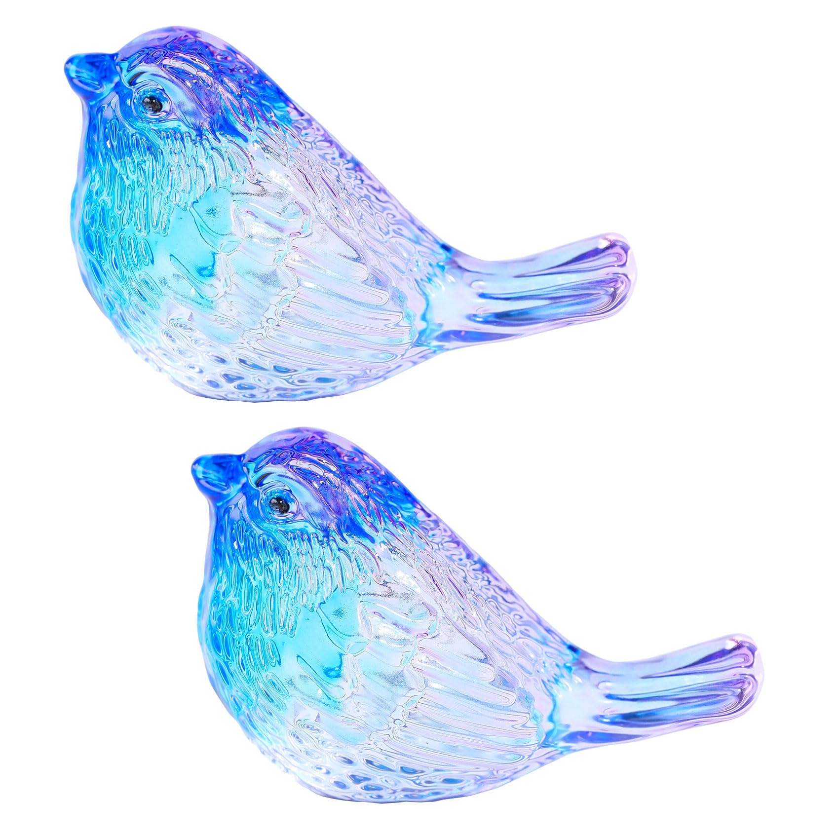 Arikyrist 2Pcs Crystal Purple and Blue Birds Figurine Glass Animal Collectible Gifts for Women Double Birds Paperweight Table Centrepiece Ornament Presents for Valentines Christmas