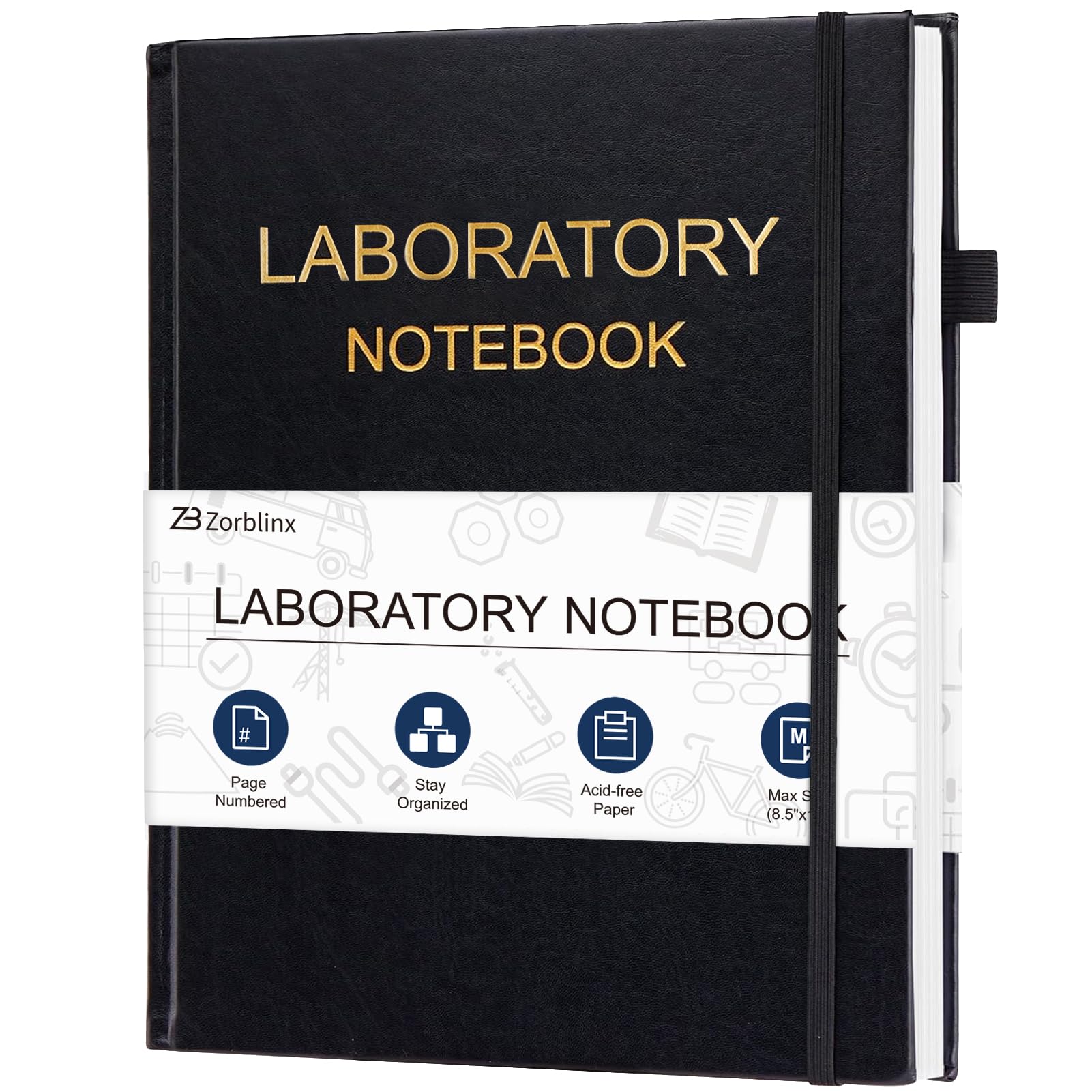 Cuaderno de laboratorio con cuadrícula y hojas numeradas para tesis y proyectos
