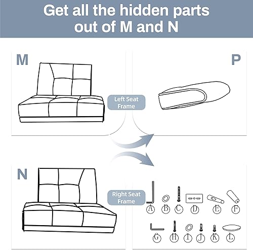 Miniatura 7 de JAMFLY Sofá cama futón plegable convertible, sofá biplaza reversible para espacios pequeños, apartamento, dormitorio con reposabrazos extraíbles y 2
