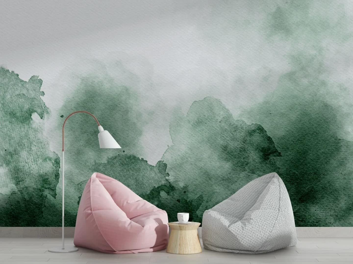 Watercolor Foggy Forest Abstract Peel and Stick Wallpaper 100''H x 150''W