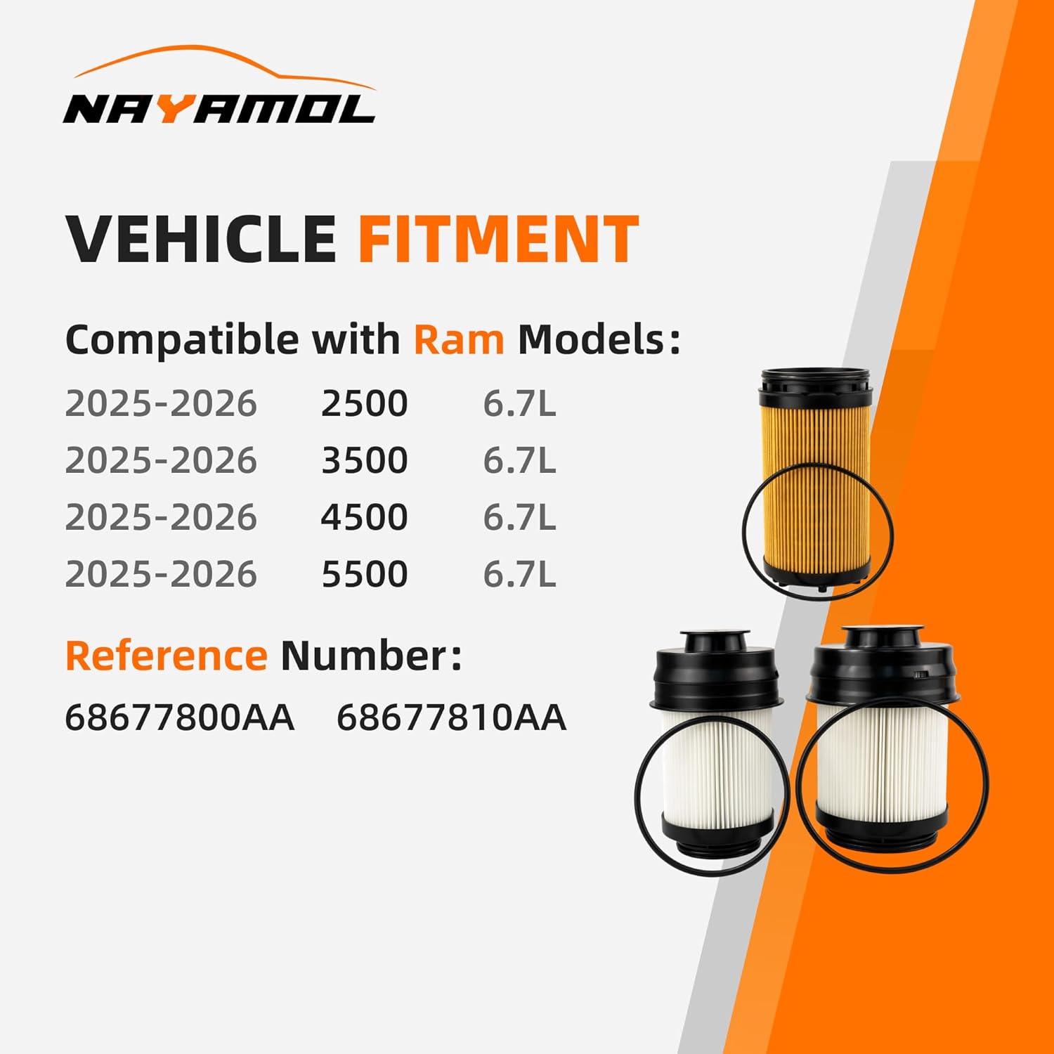 68677800AA 68677810AA Fuel Filter Water Separator Oil Filter Kit Compatible with 2025 2026 Ram 2500 3500 4500 5500 6.7 Cummins Diesel Engines
