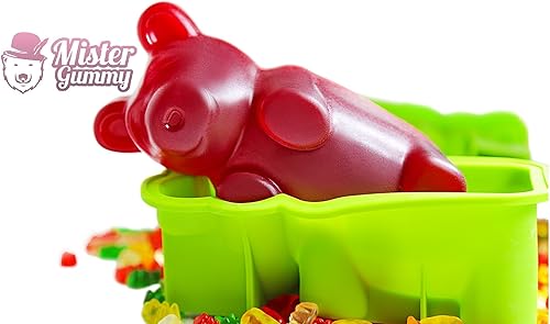 Miniatura 2 de Molde de oso gigante para gomitas, silicona de alta calidad + 2 recetas y 5 bolsas de regalo incluidas  Haz grandes golosinas de oso (gomitas,