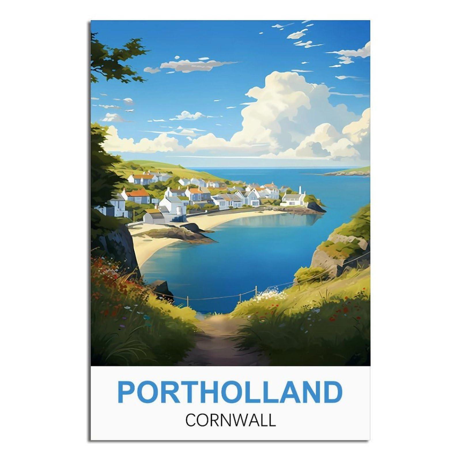 HYBFQXELL Portholland Cornwall Vintage Travel Posters 08x12inch(20x30cm) Canvas Wall Art Pictures Prints
