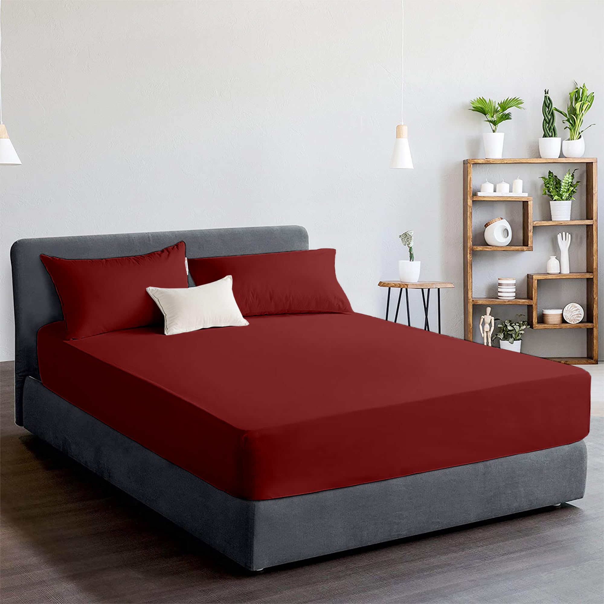 Ray Bedding 100% Egyptian Cotton 400 Thread Count Super King Fitted Sheet 25cm Deep Pocket Fitted Sheets for Super King Mattress, Super Soft Luxury Egyptian Cotton Bed Sheets