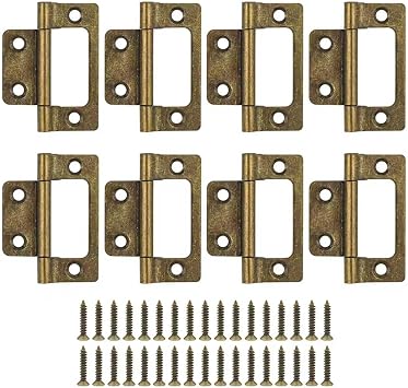 8Pcs Antique Hinges,Bronze Flush Hinges2 inch with 34PCS Screws