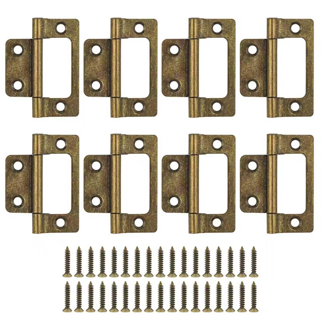 MABAHON 8Pcs Antique Hinges,Bronze Flush Hinges-51 * 25mm(2 inch), Retro Door Hinges with 34PCS Hinge Screws for Cupboards,Cabinet Doors, Retro Jewelry Box,Chests Boxes ﻿(Bronze)