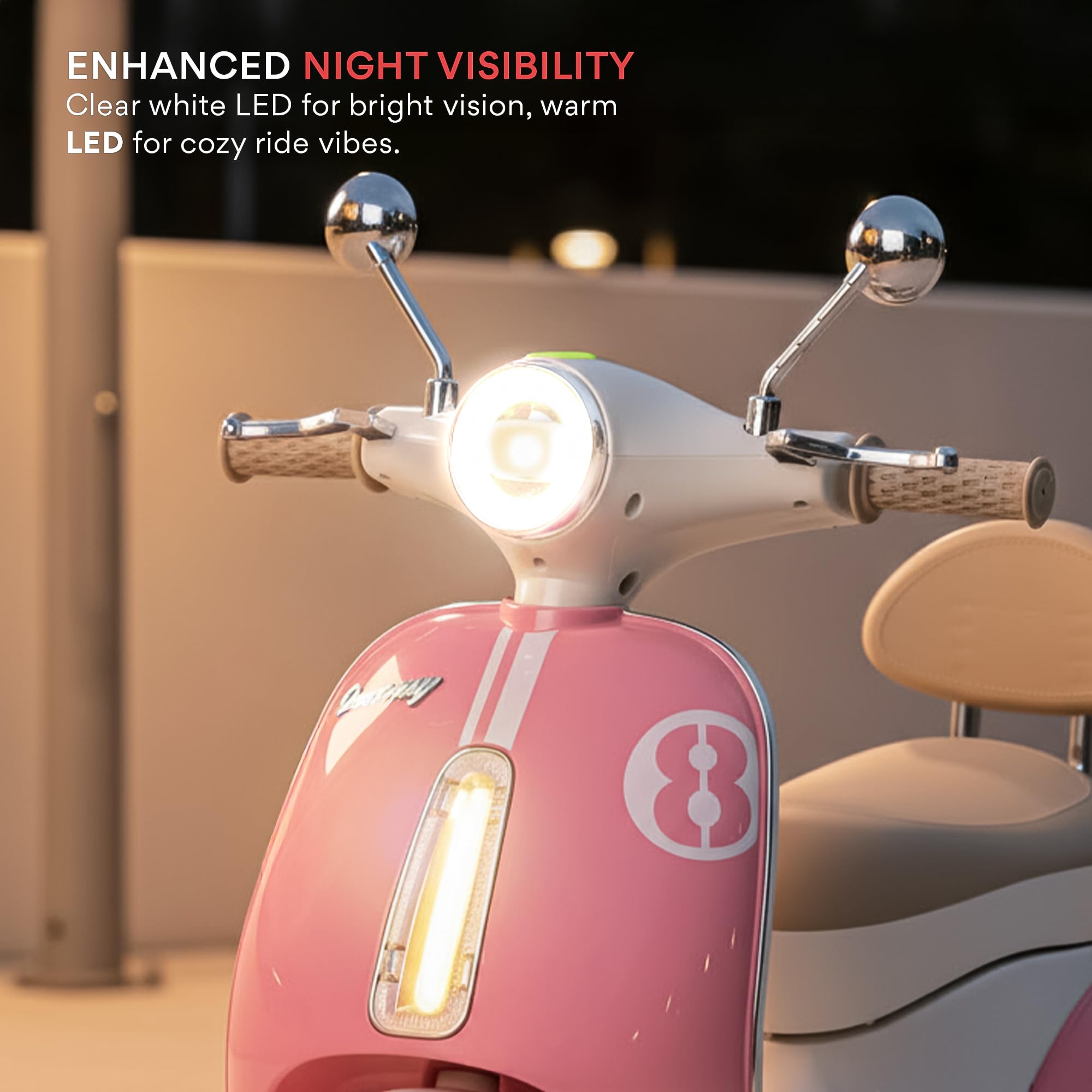 Baybee Vintage Battery Operated Bike for Kids, Ride on Toys Kid Scooty with Light & Music | Baby Rechargeable Battery Bike | Electric Bike for Kids to Drive 2 to 6 Years Boys Girl (Pink) 1