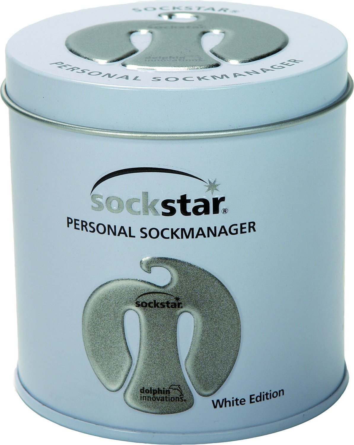Pinces à chaussettes Sockstar blanches x20 en boîte métal