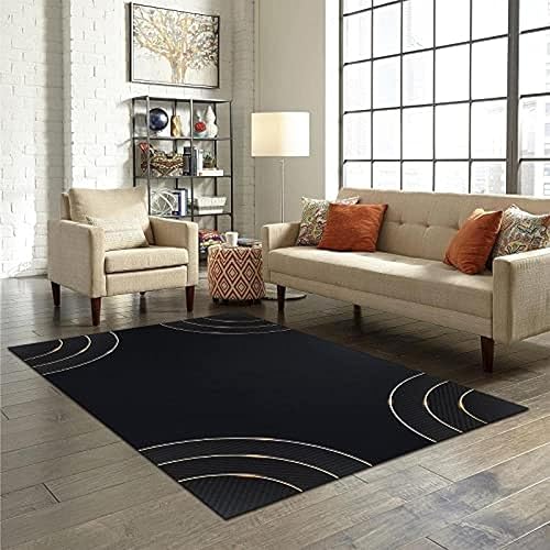 Miniatura 10 de Alfombra decorativa con textura de mármol verde oscuro, alfombra decorativa de acuarela abstracta dorada dorada, fácil de limpiar, antideslizante,