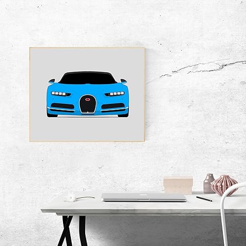Vista 8 de Custom Car Posters Handmade Poster compatible with Bugatti Chiron Sport (2016-Present) Print Wall Art Décor - 8x10 Satin Print (Unframed)