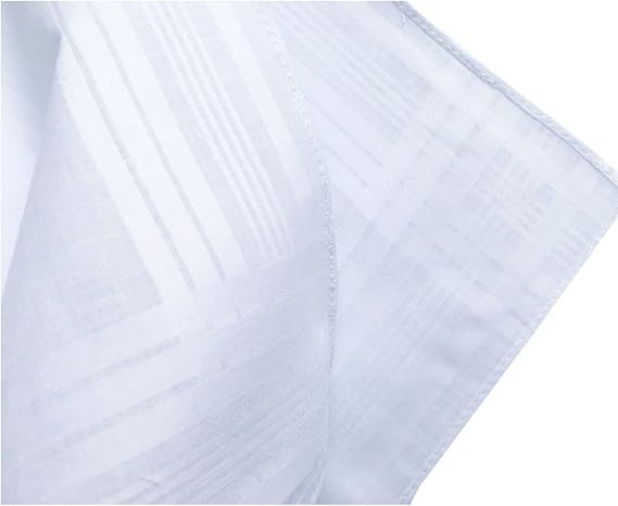 Men's Handkerchiefs 100% Cotton Solid White Hankies Set
