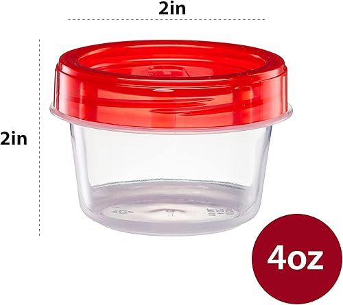 Miniatura 6 de Paquete de 20 recipientes con tapa giratoria de 4 onzas, parte inferior transparente con tapa roja de rosca superior torcida, contenedores para