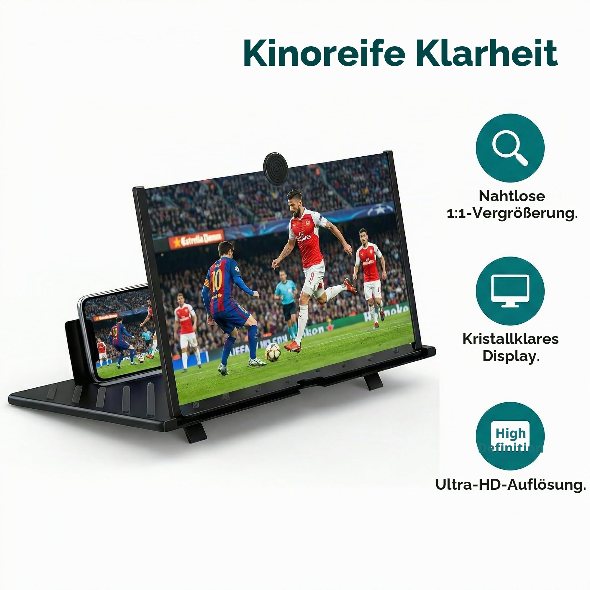Handy Bildschirmlupe 20 Zoll, 3D Bildschirm für Handy, Faltbarer HD Handy Lupe für Allen Smartphones, Anti-Blaulicht für das ansehen von filmvideos (Schwarz)