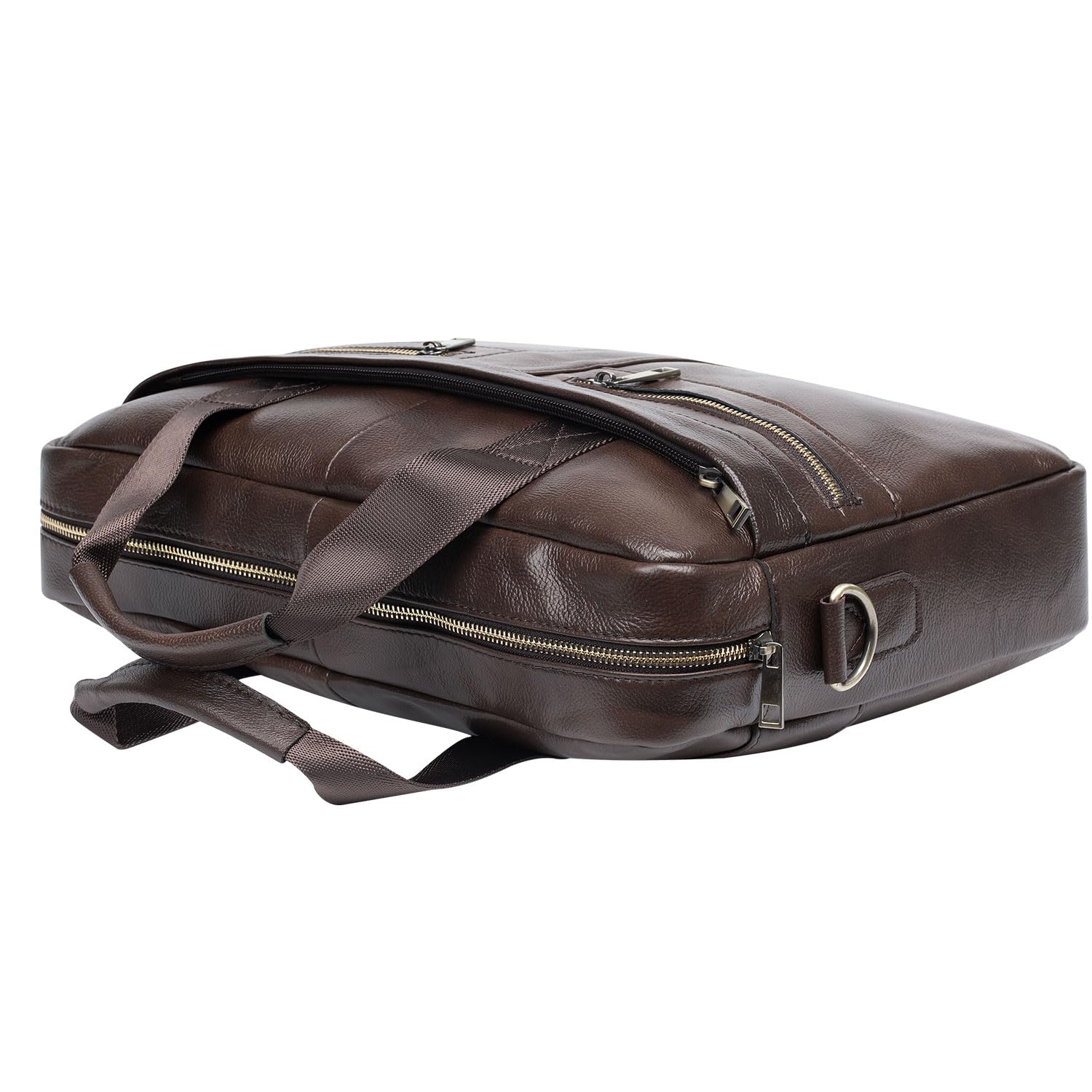 Skórzana teczka 15-calowa torba na laptopa, listonoszka na ramię, torba robocza, torebka crossbody, torebka na podróż służbową, prezent świąteczny dla mężczyzn, ojca, męża (CFZ-brązowa), Brązowy