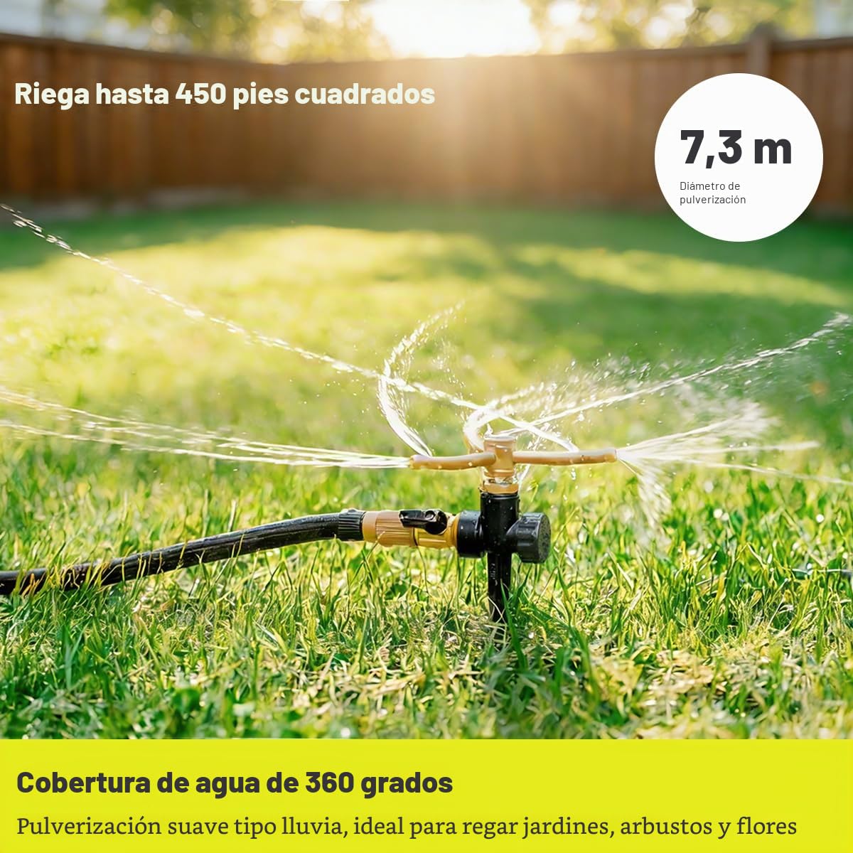 FANHAO 2 aspersores de riego metálicos para jardín con Base de estaca, aspersor de riego de 3 Brazos, Sistema de aspersores Giratorio automático de 360 Grados, riego de Gran Superficie de jardín