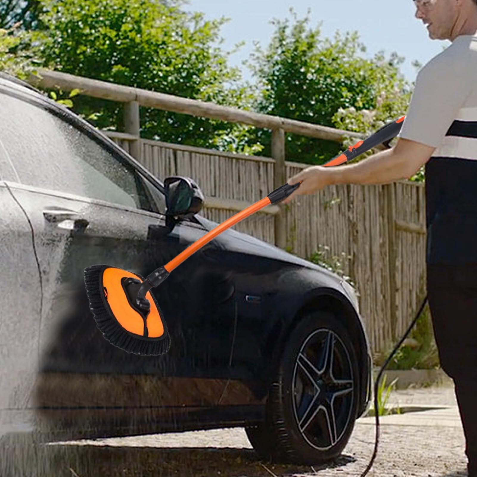 Mopa De Lavado De Coche con Mango Largo Cepillo de Limpieza para Coche | Mango Largo Extensible Sin Rayar para Lavado y Detallado de Suciedad en Vehículos