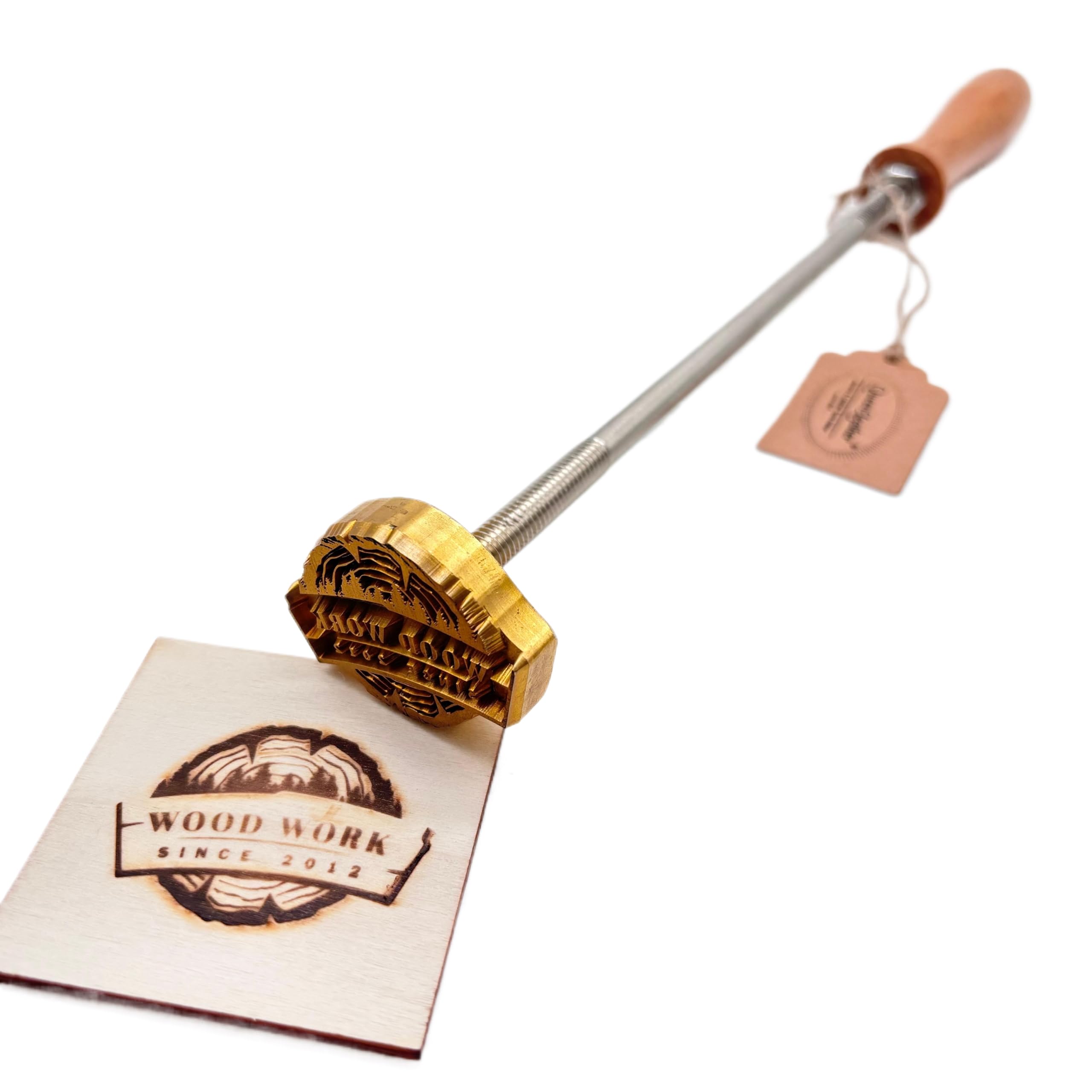 QUEENLEATHER Custom Logo Wood Branding Iron, Personalized Logo Wood Burning Stamp, BBQ Meat Heat Brass Stamp, Handcrafted Design for Wedding Gift