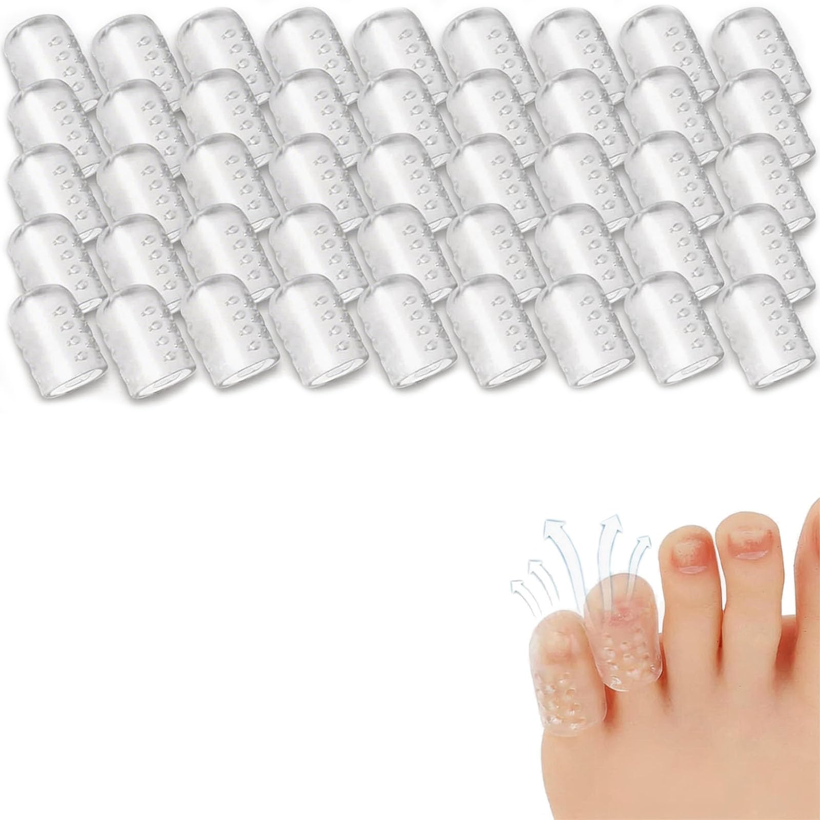 Silikon-Zehenschutz, Anti-Reibung, Silikon-Zehenschutz, Gel-Zehenschutz, atmungsaktive kleine Zehenschutz, Blasen, Schwielen und Hühneraugen Schutz (50 Stück)