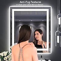 Vista 3 de LOAAO Espejo de Baño LED de 32"X36" con Luces, Anti-Empañamiento, Regulable, Retroiluminado + Iluminado Frontal, Espejo de Tocador de Baño Iluminado