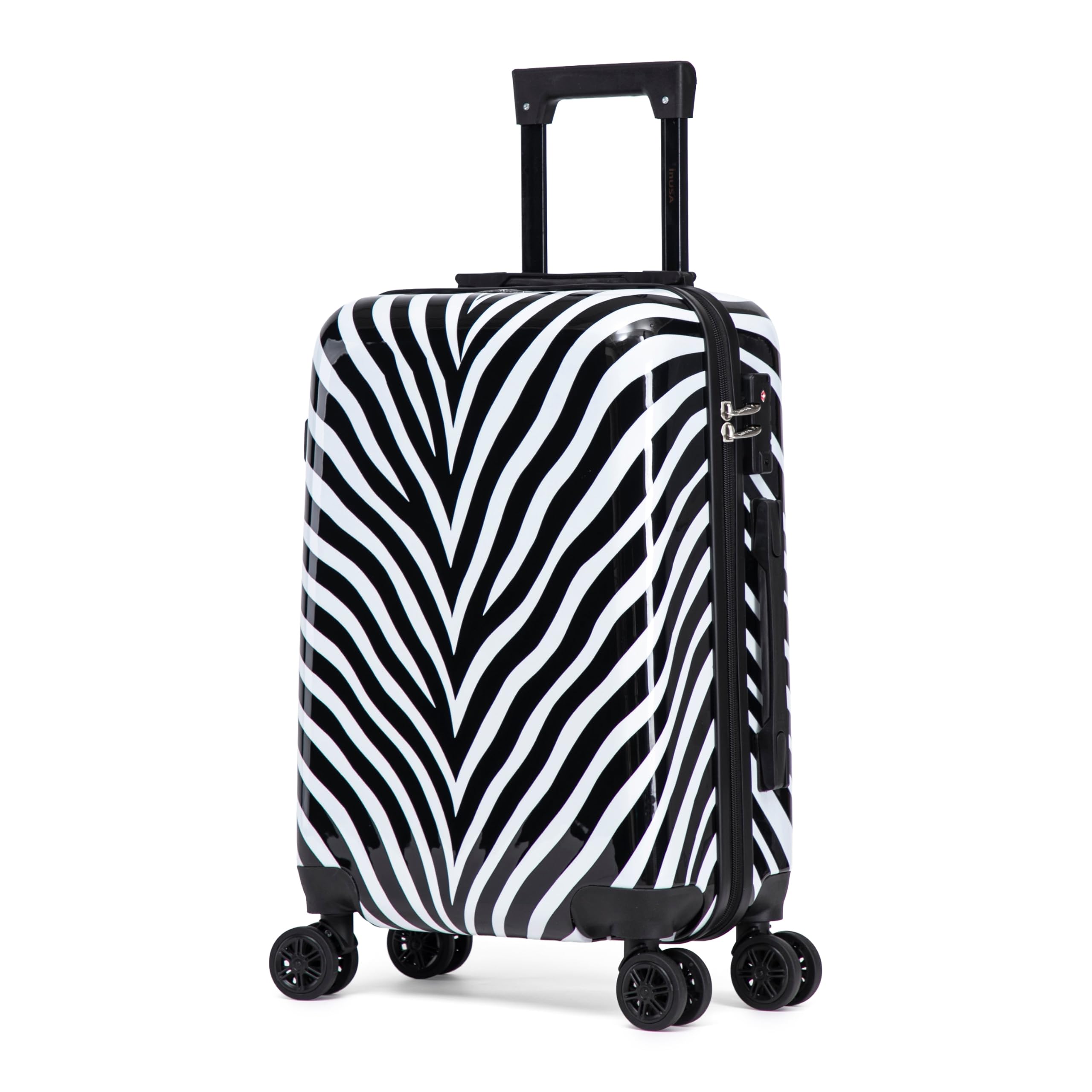 InUSA Zebra Print 20-Inch Carry-on Hardside Spinner Luggage and TSA Lock