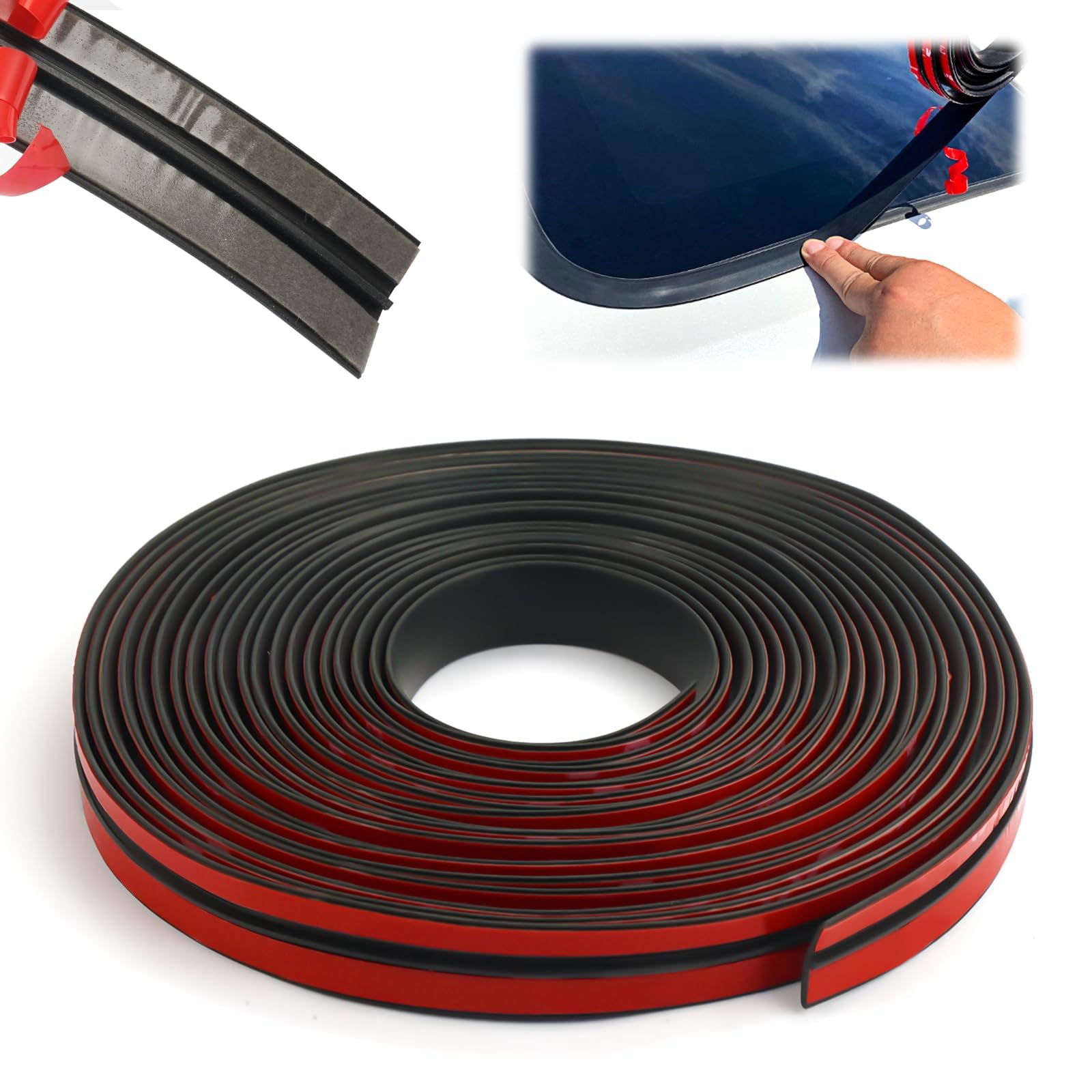 Qizun Normal 8M Car Windshield Seal Strip For Toyota Fortuner Suv (2015-), Window Sunroof Rubber Seal,Waterproof Soundproof Elastic Dustproof Robust