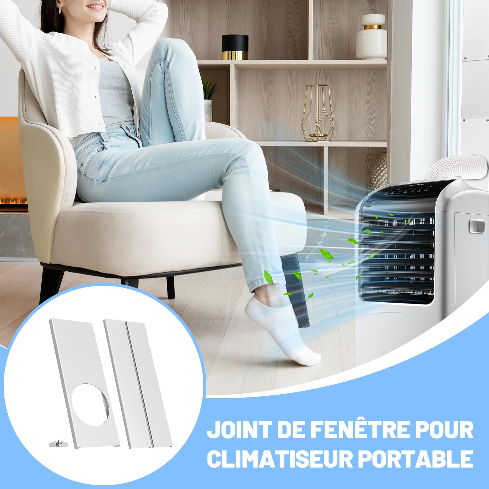 Gralara Kit de Ventilation pour Climatiseur Portable, Kit Calfeutrage Climatiseur, Panneaux d'Étanchéité Ajustable de Fenêtre, Adaptateur Universel de Remplacement Pratiques en PVC Maison Bureau
