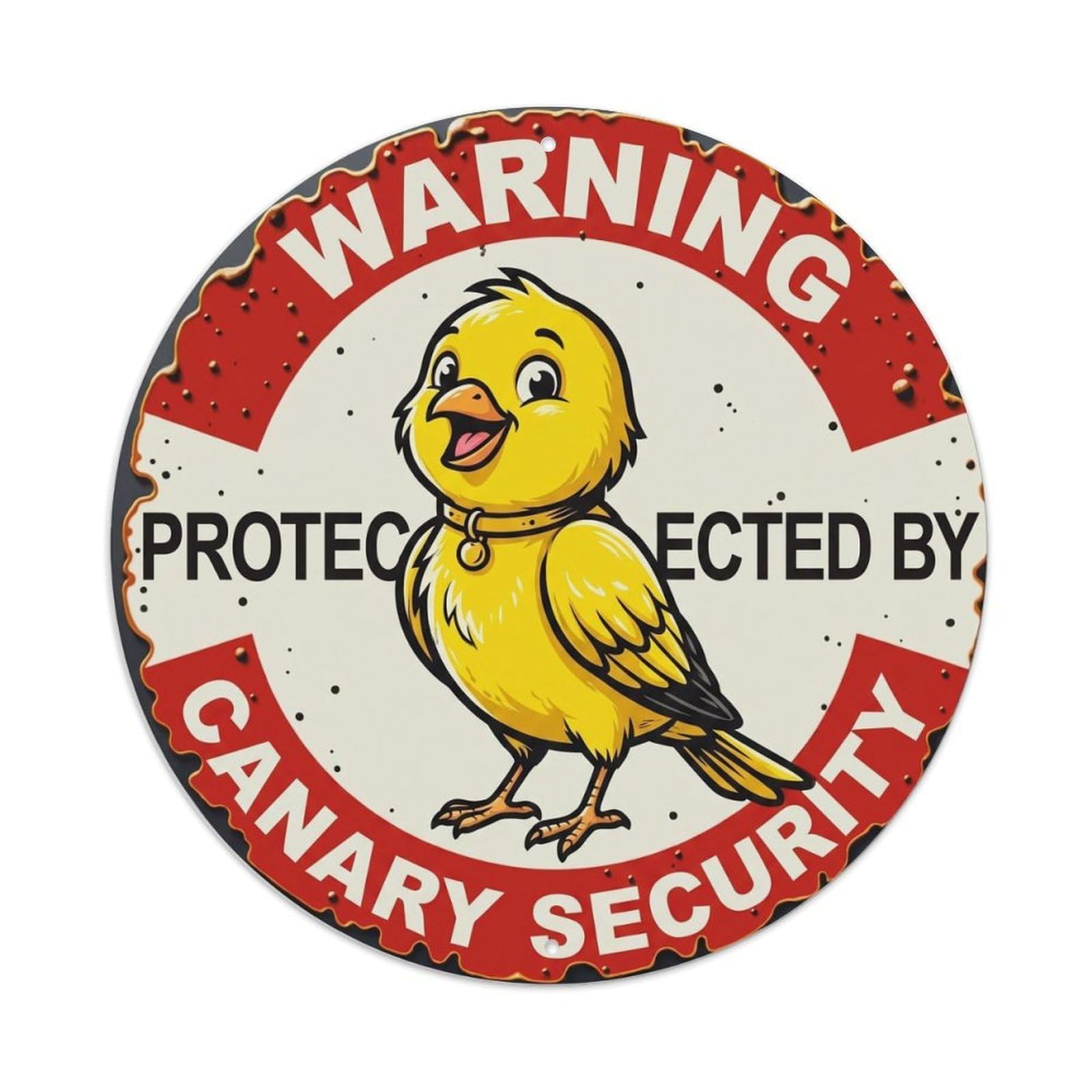 Tgrcjimh Style Metal Tin Sign Warning Protected By Canary Security Vintage