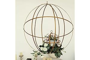Efavormart Gold Wrought Iron Flower Vase | Half Seen Hanging Ball Spheres