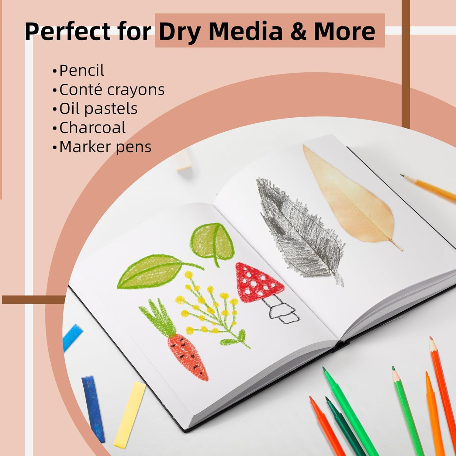 2-Pack Hardcover Sketch Book 9" x 12" - 110 Sheets (220 Pages) Each, 120GSM Thick Smooth Drawing Paper, Hardbound Sketchbooks for Artists & Students