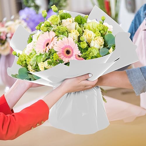 Miniatura 10 de Sabary 120 hojas de papel de regalo de flores impermeables, papel de embalaje de ramo floral negro con 6 rollos de cinta negra de 196 pulgadas,