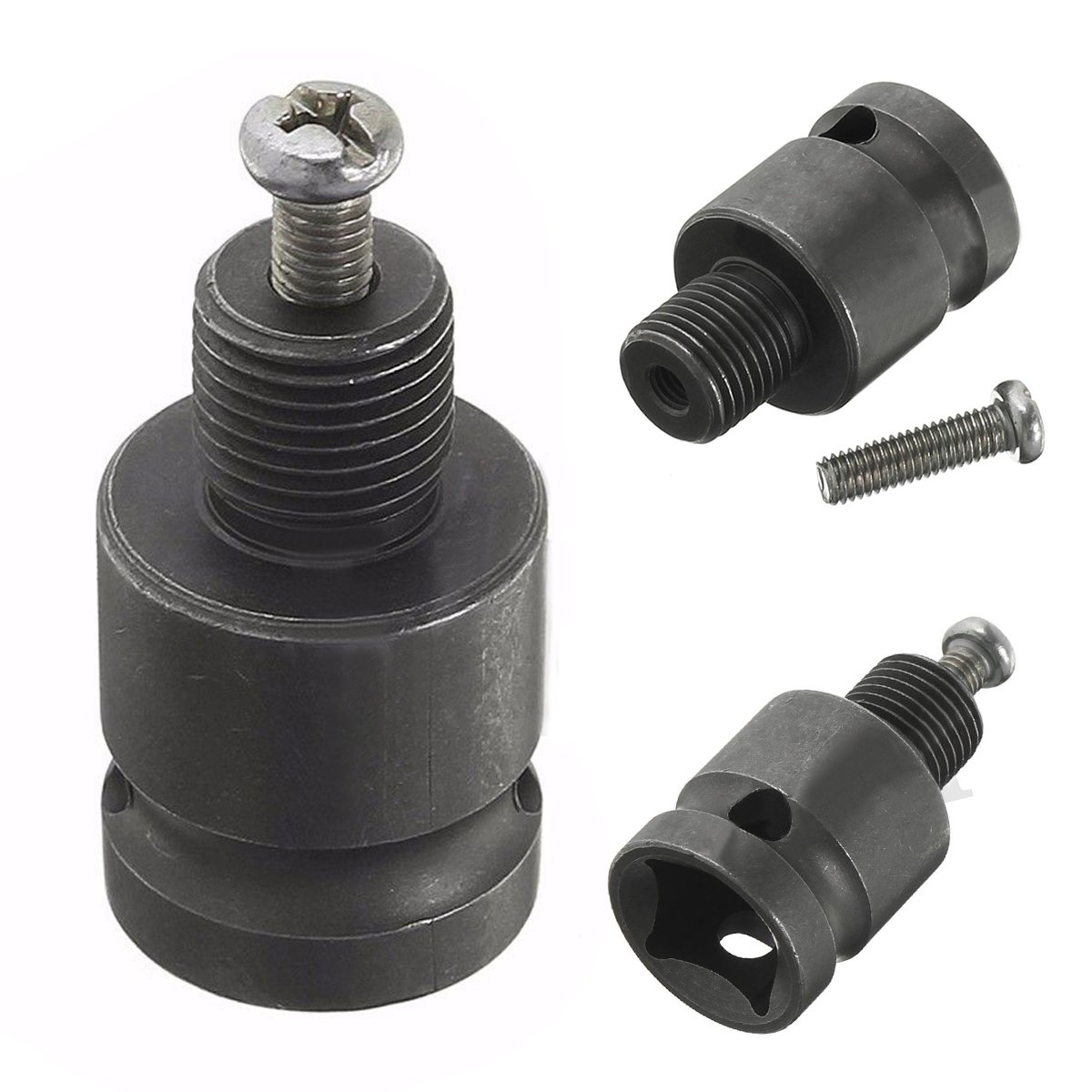 1pc Durable Grey Mini 1/2'' Drill Chuck Adaptor For Impact Wrench Conversion 1/2-20UNF with 1pc Screw Drill Bit 33 * 24mm