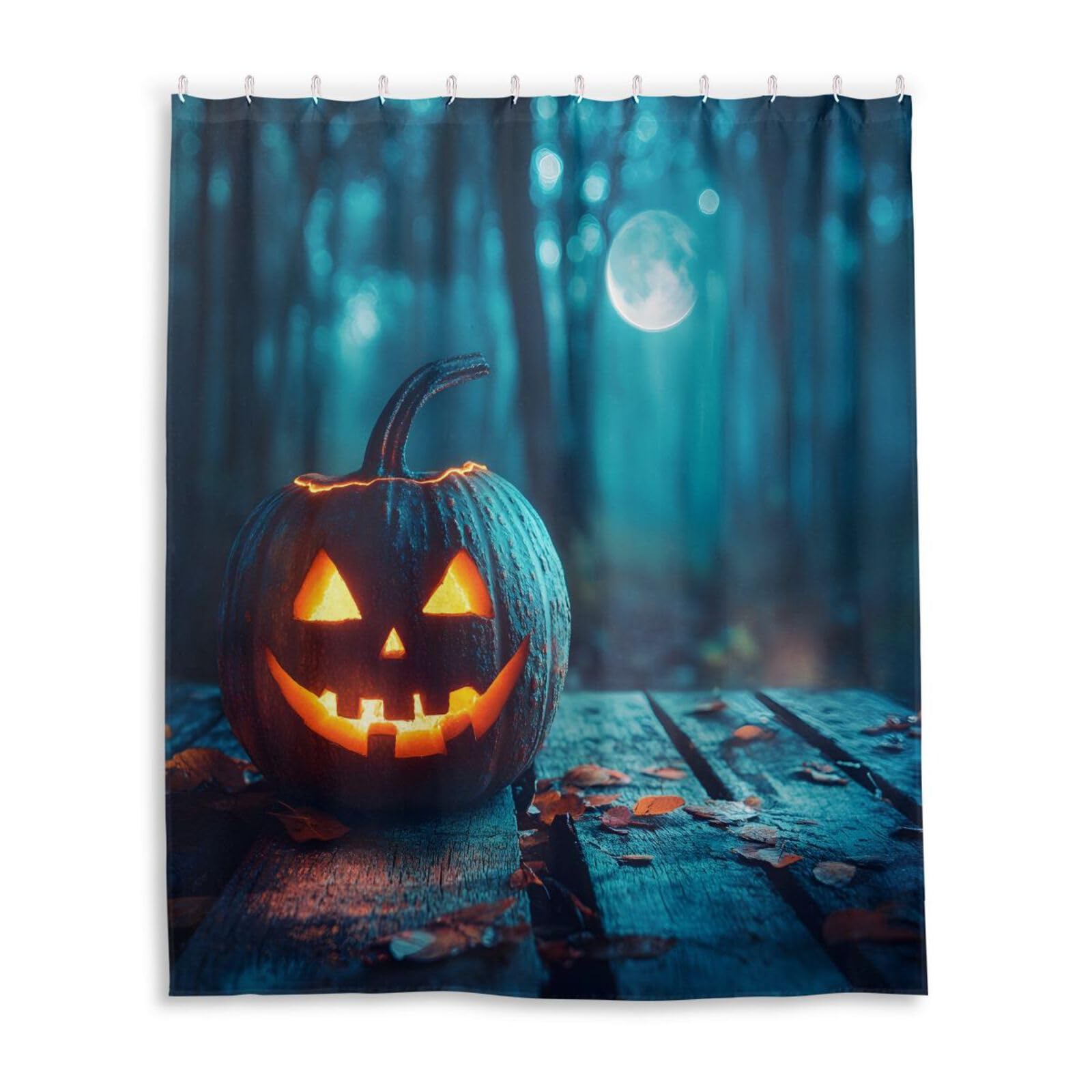 DUOBU Halloween Pumpkin Shower Curtain Washable Waterproof Fabric Bath Curtain 60x72Inch Shower Curtains with Hooks for Bathroom Decor