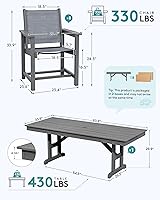 Vista 2 de SERWALL Juego de comedor al aire libre de 9 piezas, mesa y sillas de polietileno de alta densidad de 84 pulgadas para 8, juego de muebles de patio
